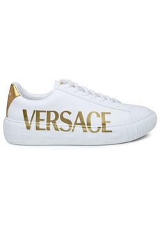 VERSACE WHITE LEATHER LACING SNEAKERS