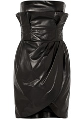 Versace Woman Strapless Leather Mini Dress Black