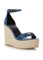 Versace Women's Ankle Strap Espadrille Platform Wedge Sandals