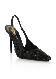 Versace Women's Embellished Pointed Toe Slingback Pumps