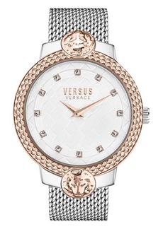 VERSUS Versace Montorgueil Crystal Index Mesh Strap Watch