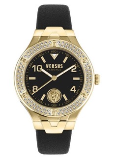 VERSUS Versace Vittoria Crystal Leather Strap Watch