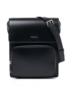 Versace Vertical Leather Logo Messenger Bag