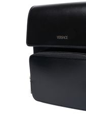 Versace Vertical Leather Logo Messenger Bag
