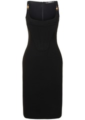 Versace Viscose Blend Sablé Midi Corset Dress