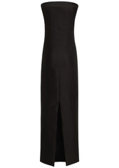 Versace Wool & Silk Twill Long Dress W/ Logo