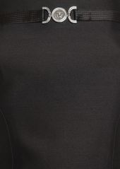 Versace Wool & Silk Twill Long Dress W/ Logo