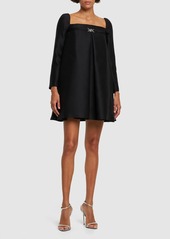 Versace Wool & Silk Twill Long Sleeve Mini Dress