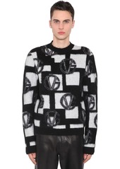 Versace Wool Blend Jacquard Knit Sweater
