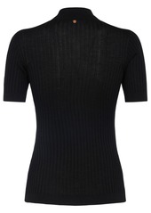 Versace Wool Rib Knit Turtleneck Top