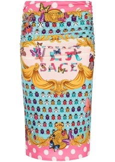 Versace x Dua Lipa Butterflies-print pencil skirt