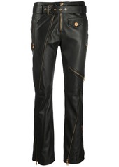Versace zip-detailing leather trousers