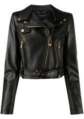 Versace zipped leather cropped biker jacket