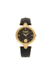 Versus 34MM IP Goldtone Stainless Steel & Leather Strap Watch