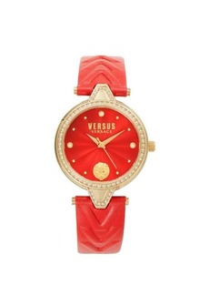 Versus 34MM IP Yellow Gold, Crystal & Leather Strap Watch