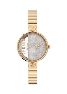 Versus 34MM Rue De Noyez Glitter Goldplated Stainless Steel Bracelet Watch