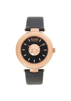 Versus 40MM IP Rose Goldtone Stainless Steel Leather Strap Analog Watch