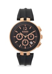 Versus Logo Gent Chrono Black & Rosegold Stainless Steel Leather-Strap Watch