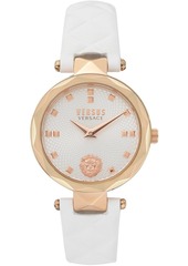 Versus by Versace Women's Covent Garden Petite White Leather Strap Watch 32mm