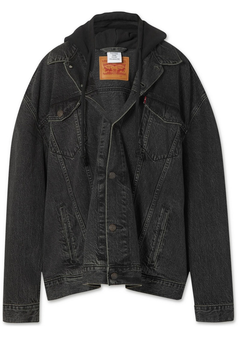 levi's black distressed denim jacket