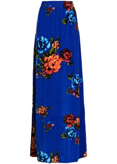 Vetements floral-print velvet maxi skirt