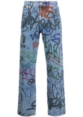 Vetements graffiti-print straight-leg jeans