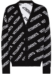 Vetements logo-intarsia V-neck cardigan