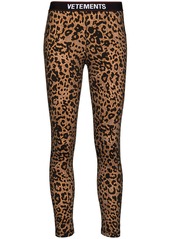 Vetements leopard-print logo waistband leggings