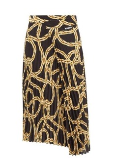 Vetements - Chain-print Plissé Skirt - Womens - Black Gold
