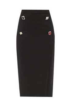 Vetements - Crystal-embellished Wool-blend Midi Skirt - Womens - Black