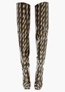 Vetements - Drill Thigh-high Leather Boots - Womens - Gold Multi