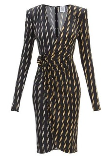 Vetements - Padded-shoulder Drill-print Challis Dress - Womens - Black Multi