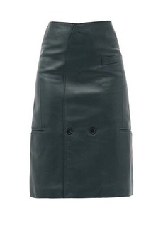 Vetements - Tailored Leather Pencil Skirt - Womens - Dark Green