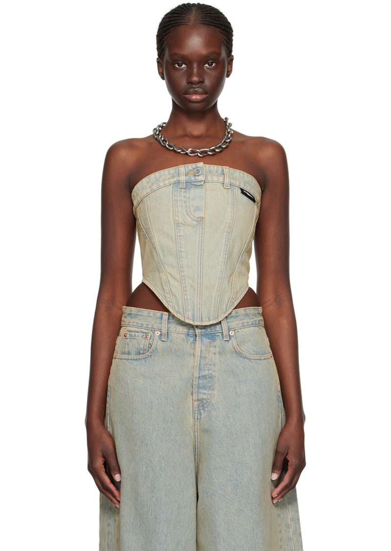 VETEMENTS Beige Paneled Denim Tank Top