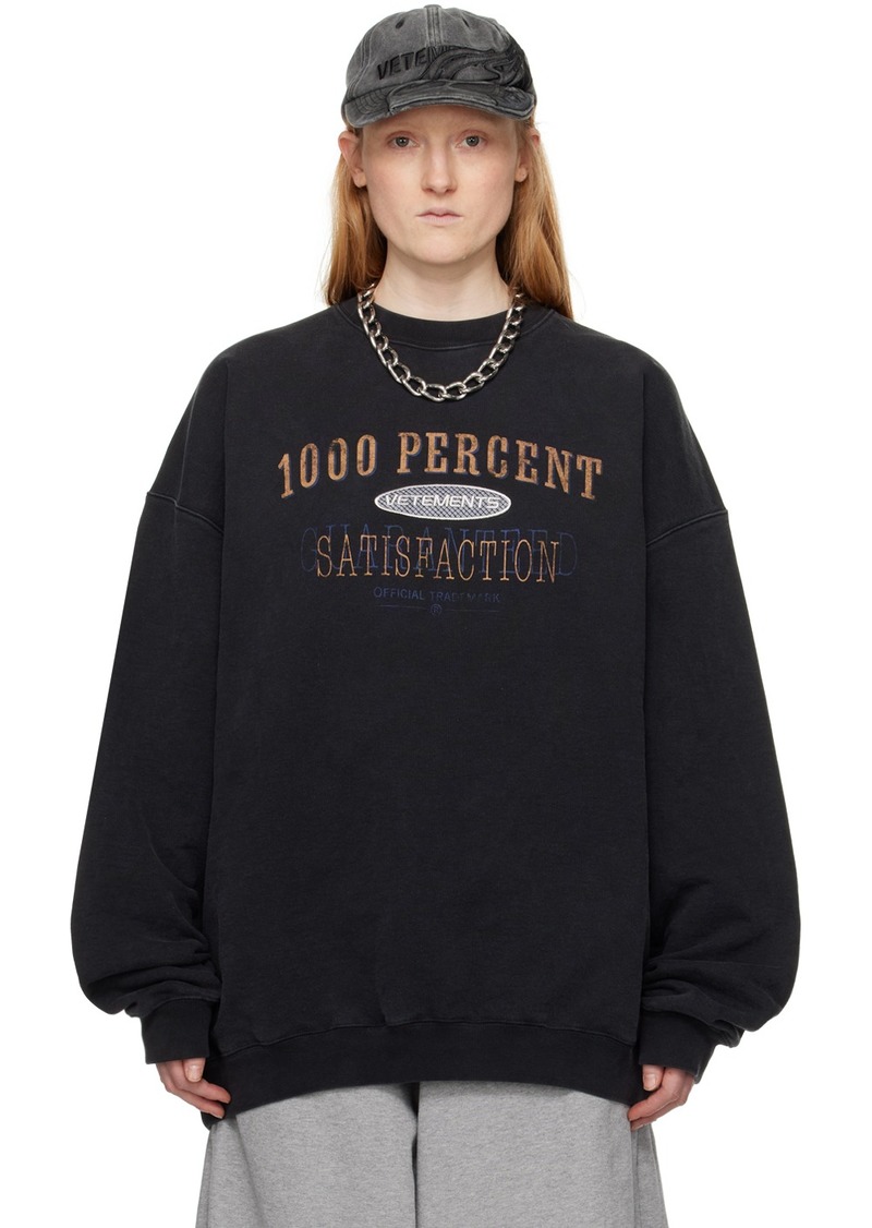 VETEMENTS Black '1000 Percent' Sweatshirt