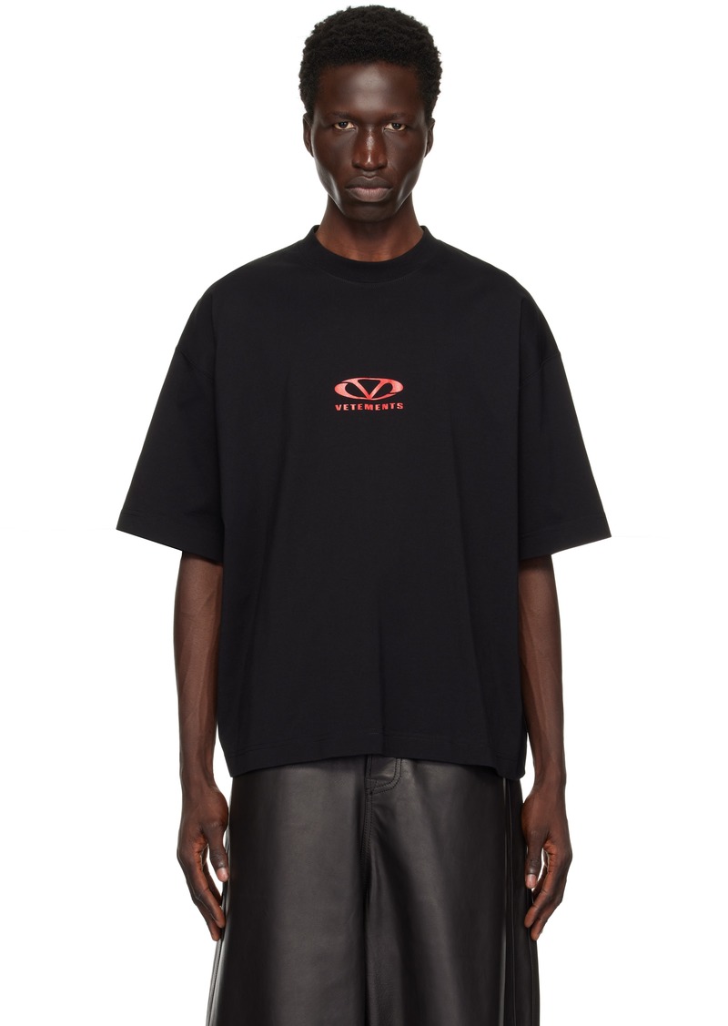 VETEMENTS Black Oval Logo Cropped T-shirt