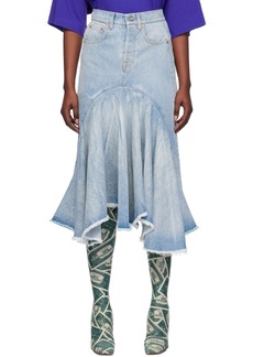 VETEMENTS Blue Flared Denim Midi Skirt