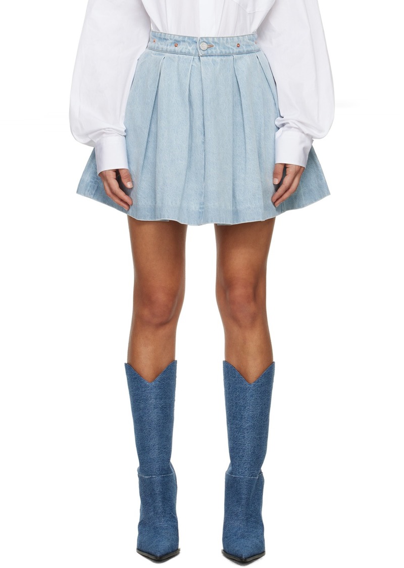 VETEMENTS Blue Pleated Denim Miniskirt