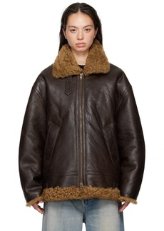 VETEMENTS Brown Logo Aviator Jacket