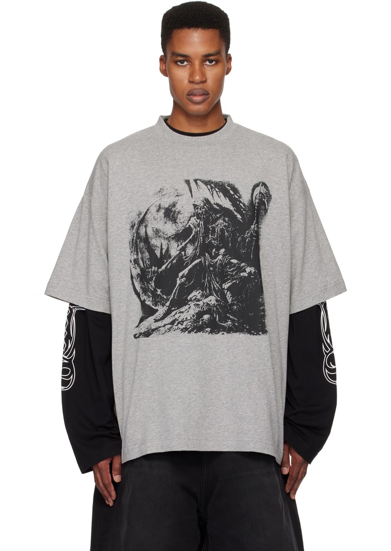 VETEMENTS Gray Goth Oversized T-shirt