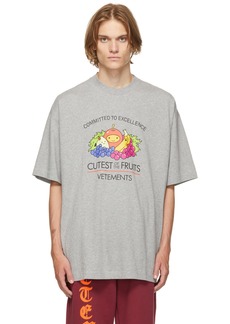 VETEMENTS Grey 'Cutest Of The Fruits' T-Shirt