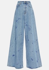 Vetements Printed low-rise wide-leg jeans