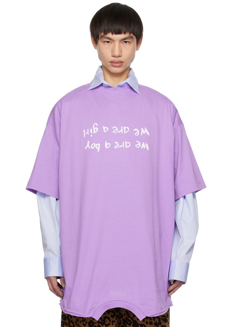 VETEMENTS Purple 'We Are Boy We Are Girl' T-Shirt