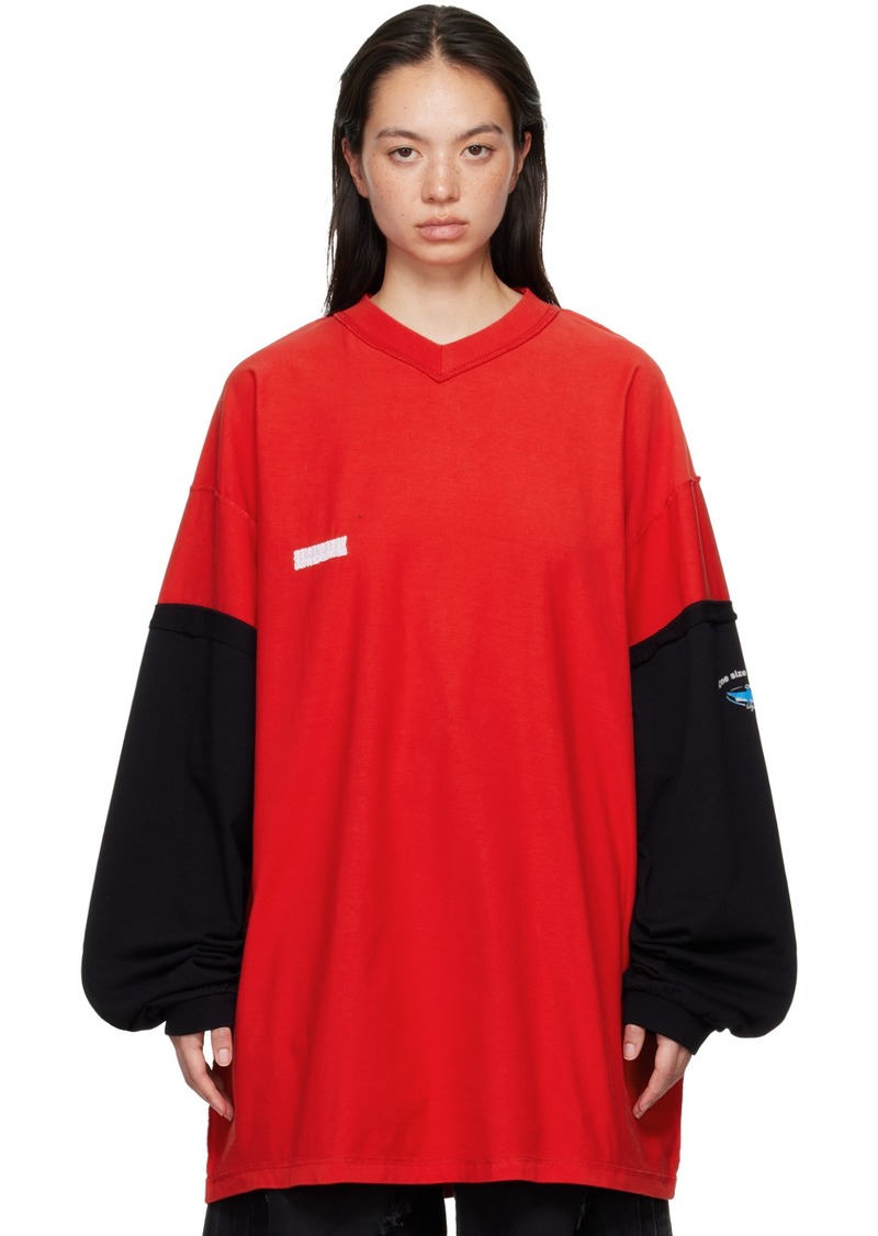 VETEMENTS Red & Black Layered Long Sleeve T-Shirt