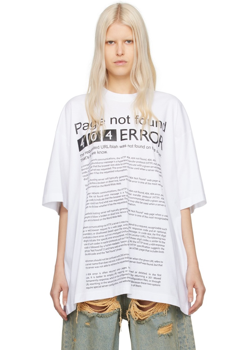 VETEMENTS White 'Page Not Found' T-Shirt