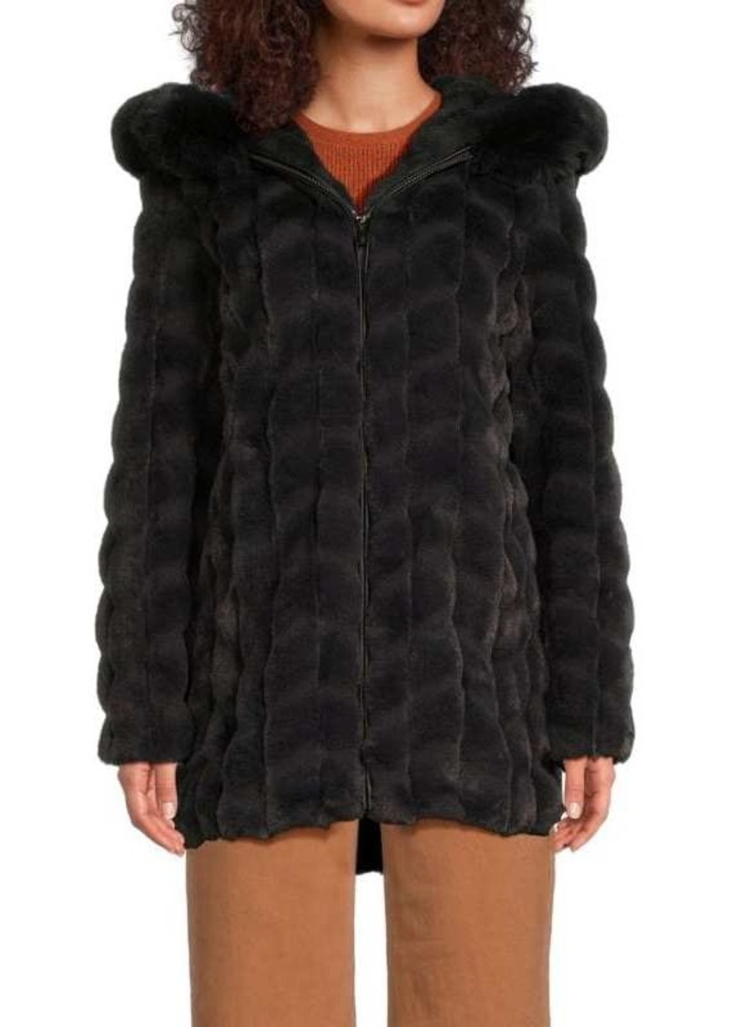 Via Spiga Faux Fur Hooded Coat