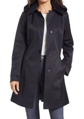 Via Spiga A-Line Hooded Raincoat in Black at Nordstrom