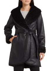 Via Spiga Belted Faux Shearling Coat