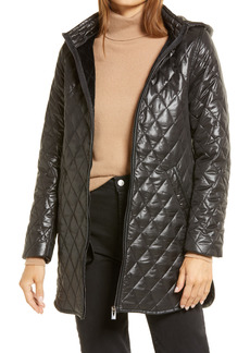 Via Spiga Diamond Quilted Water Resistant Jacket in Black at Nordstrom
