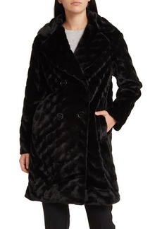 Via Spiga Double Breasted Faux Fur Coat